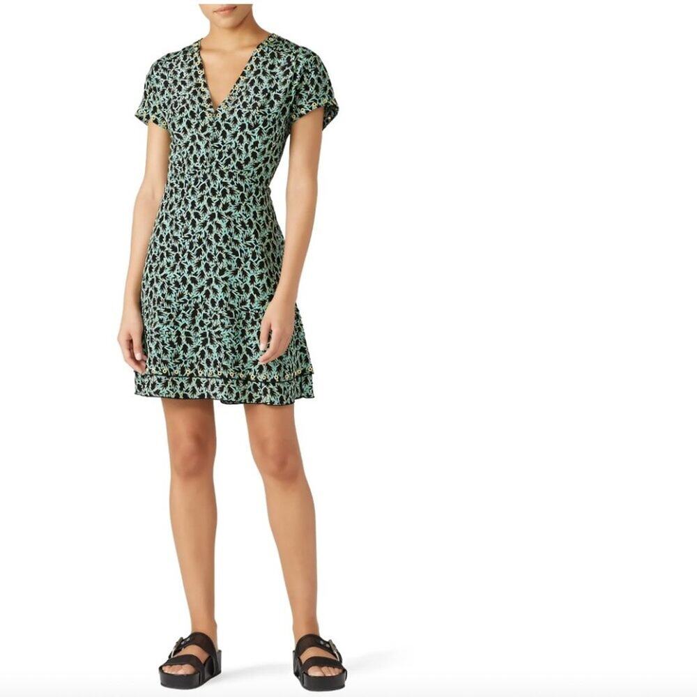 Derek Lam 10 Crosby Grommet Detail V-Neck Mini Dress